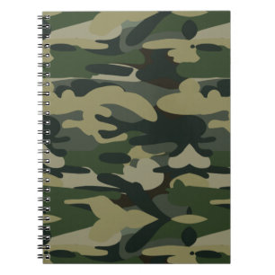 Caderno Espiral Padrão de Camuflagem Militar Verde