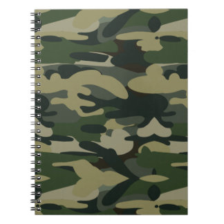 Caderno Espiral Padrão de Camuflagem Militar Verde