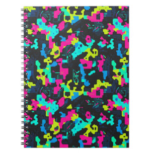 Caderno Espiral Padrão de Camuflagem Neon