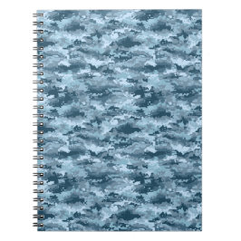 Caderno Espiral Padrão de camuflagem pixelada militar azul