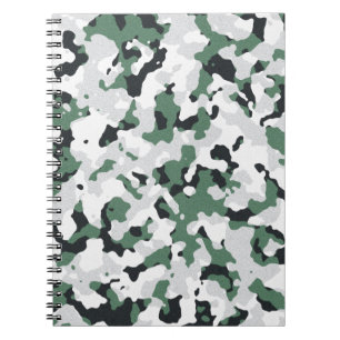 Caderno Espiral Padrão de camuflagem verde