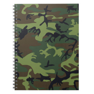 Caderno Espiral Padrão de Camuflagem Verde Clássico