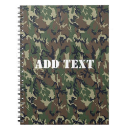 Caderno Espiral Padrão de Camuflagem Verde Militar
