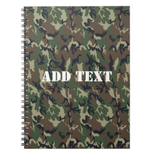 Caderno Espiral Padrão de Camuflagem Verde Militar