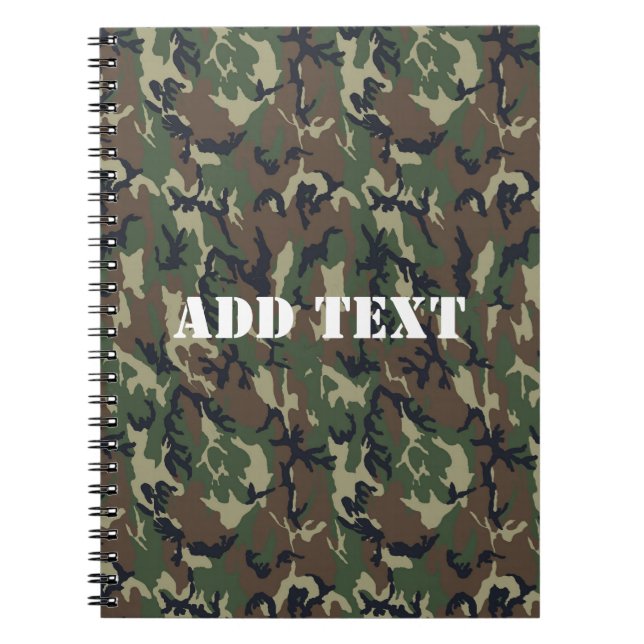 Caderno Espiral Padrão de Camuflagem Verde Militar (Frente)
