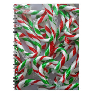 Caderno Espiral Padrão de cana doce de Natal