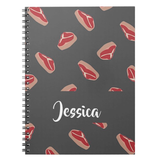 Caderno Espiral Padrão de carne de bife nas cinzas (Frente)