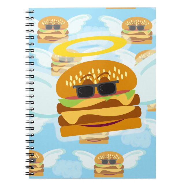Caderno Espiral Padrão de Cartoon do Angel Fay Cheeseburger (Frente)