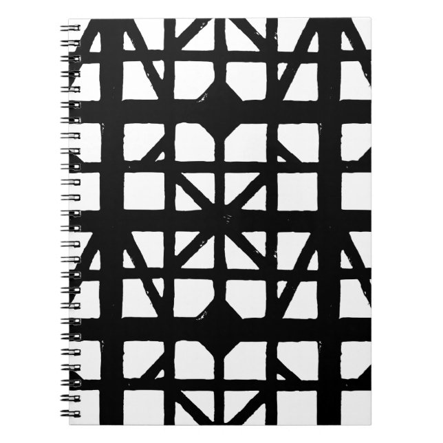 Caderno Espiral Padrão de Casa Meia-Timberada na Alemanha Preta e  (Frente)