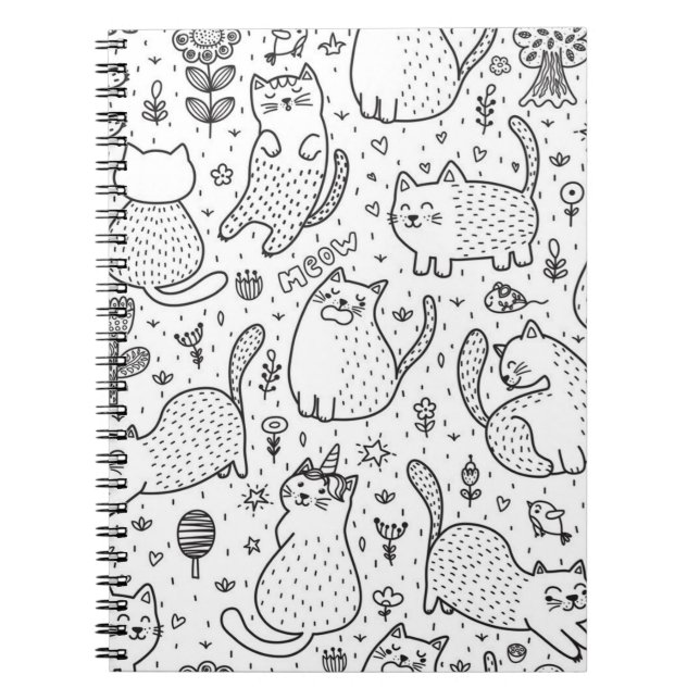 Caderno Espiral Padrão de Cat (Frente)