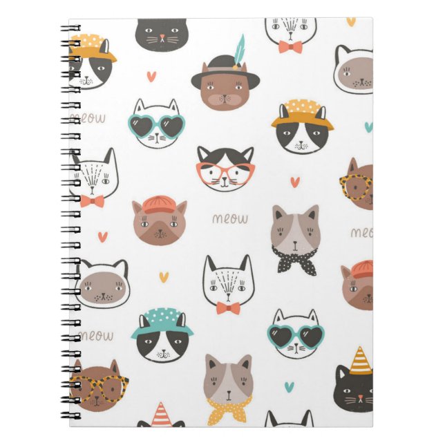 Caderno Espiral Padrão de Cat (Frente)