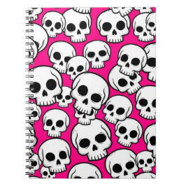 Caderno Espiral Padrão de Caveira Rosa