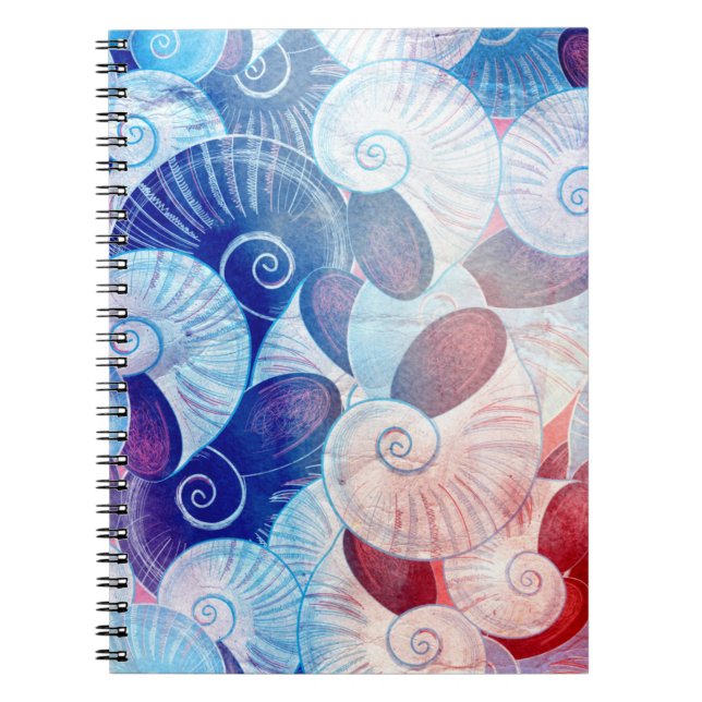 Caderno Espiral Padrão de Cena de Seashell (Frente)