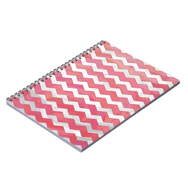 Caderno Espiral Padrão de Chevron com Redemoinho de Salmão (Left Side)
