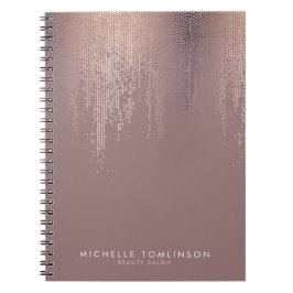 Caderno Espiral Padrão de Chuva de Confetti Dourada Luxe Rosa