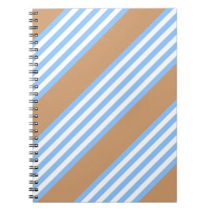 Caderno Espiral Padrão de cinco faixas azul e branco com bronzeado