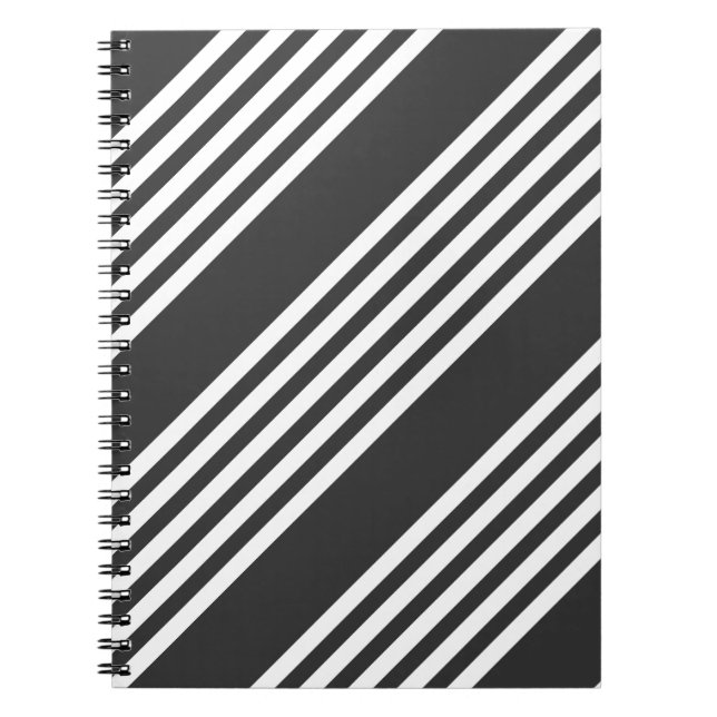 Caderno Espiral Padrão de cinco faixas de carvão branco e carvão (Frente)