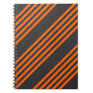 Caderno Espiral Padrão de cinco faixas de laranja e carvão