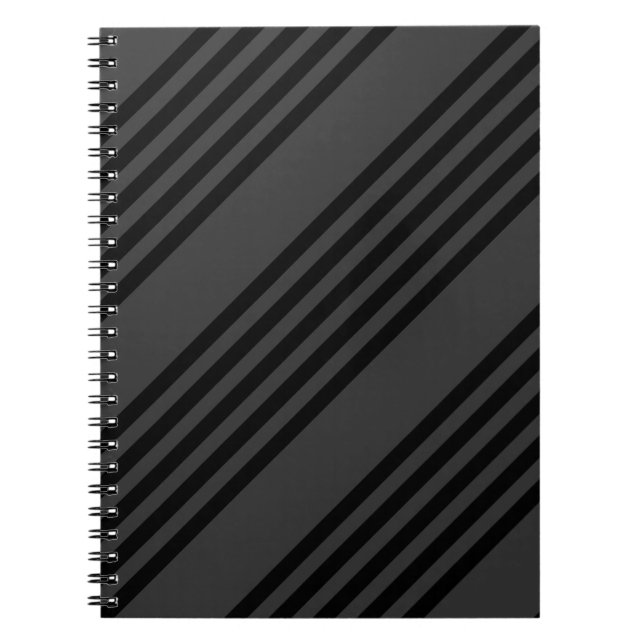 Caderno Espiral Padrão de cinco faixas de preto e carvão (Frente)