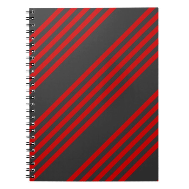 Caderno Espiral Padrão de cinco faixas de vermelho e carvão (Frente)