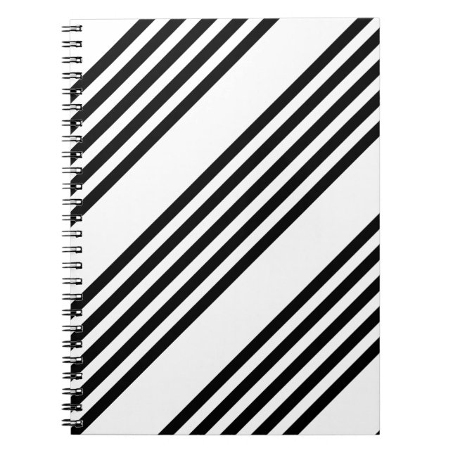 Caderno Espiral Padrão de cinco faixas preto e branco (Frente)