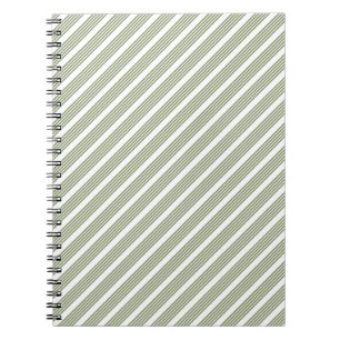 Caderno Espiral Padrão de cinco faixas verde-oliva e branco