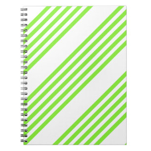 Caderno Espiral Padrão de cinco faixas verdes limões e brancas