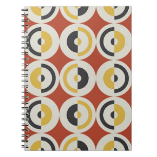Caderno Espiral Padrão de Círculos Coloridos Geométricos Sem Costu