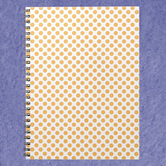 Caderno Espiral Padrão de Citros Laranja (A notebook with a pattern of orange slices.)