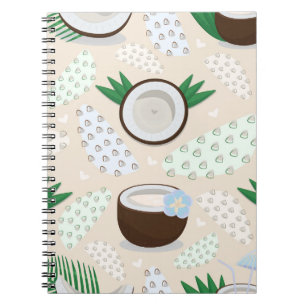 Caderno Espiral Padrão de coco colorido