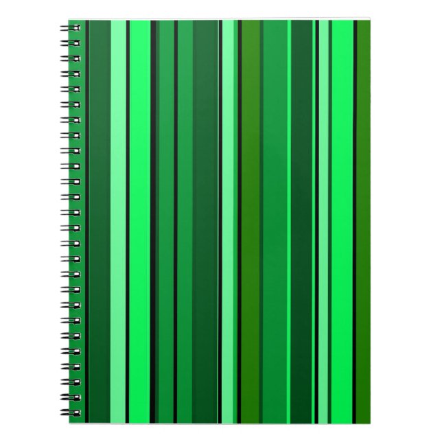 Caderno Espiral Padrão de código de barras verde geométrico (Frente)