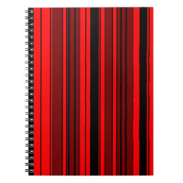 Caderno Espiral Padrão de código de barras vermelho geométrico e c