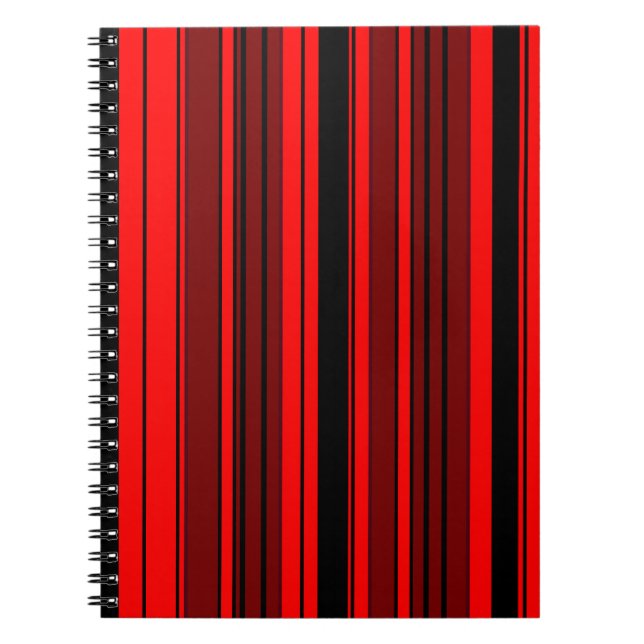 Caderno Espiral Padrão de código de barras vermelho geométrico e c (Frente)
