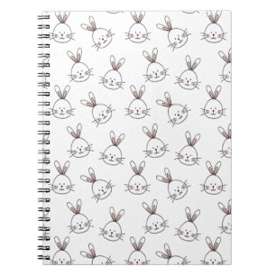 Caderno Espiral Padrão de Coelhinho Branco Feliz e Bonito