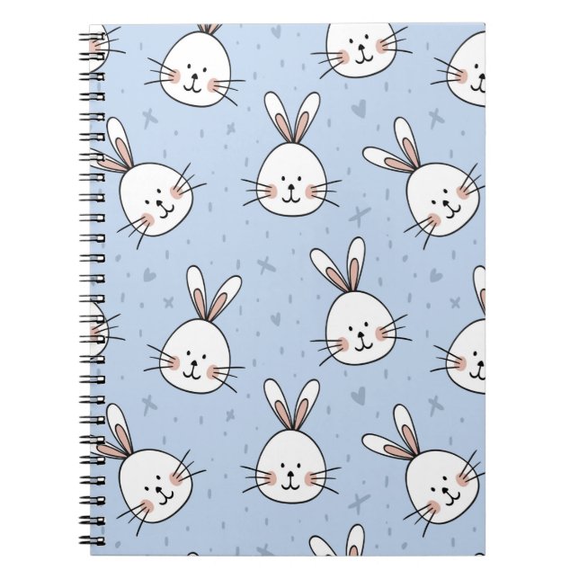 Caderno Espiral Padrão de Coelho Adorável (Frente)