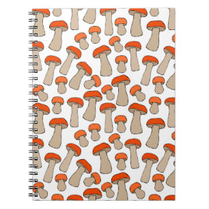 Caderno Espiral Padrão de Cogumelos Vermelho-Laranja-Aspen