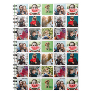 Caderno Espiral Padrão de Colagem de Fotos do Modern Keepsasaame