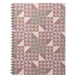 Caderno Espiral Padrão de Colcha Geométrica Rosa Empoeirada