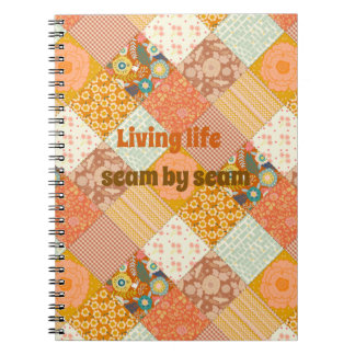 Caderno Espiral Padrão de Colcha Xadrez Floral de Outono Cottageco
