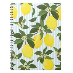 Caderno Espiral Padrão de colheita de citrinos sem costura no fun