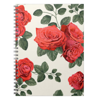 Caderno Espiral Padrão de colheita sem costura com rosas
