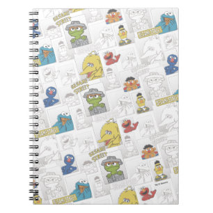 Caderno Espiral Padrão de Cómic Antigo da Rua Sésamo