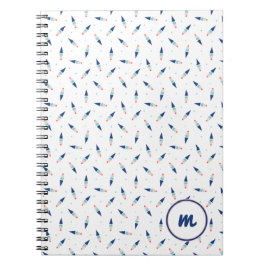 Caderno Espiral Padrão de Cone de Sorvete Fofo Personalizado Monog