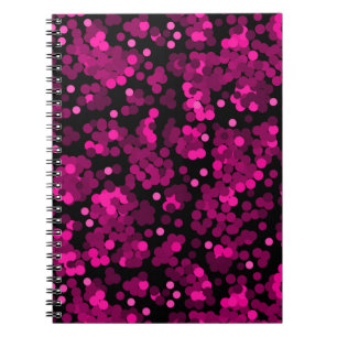 Caderno Espiral Padrão de confete de bolinhas rosa e burgundy