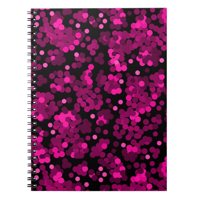 Caderno Espiral Padrão de confete de bolinhas rosa e burgundy (Frente)