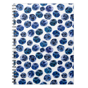 Caderno Espiral Padrão de conjunto de mirtilo ilustrado por aquar