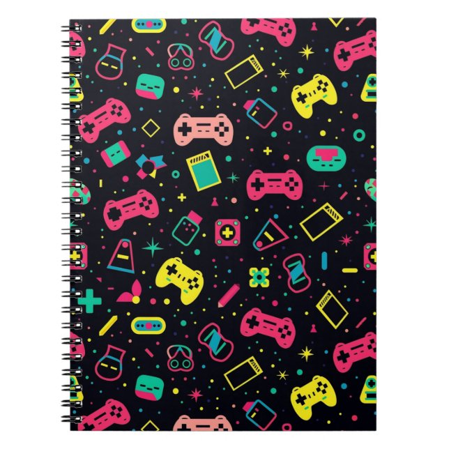 Caderno Espiral Padrão de Controles de Video Games  (Frente)