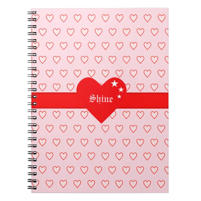Caderno Espiral Padrão de Coração Bonito (Frente)