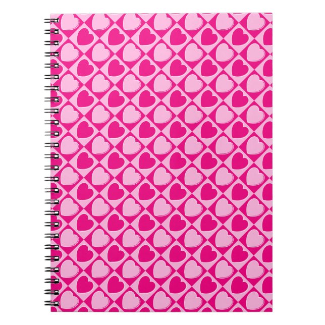 Caderno Espiral Padrão de corações rosa (Frente)