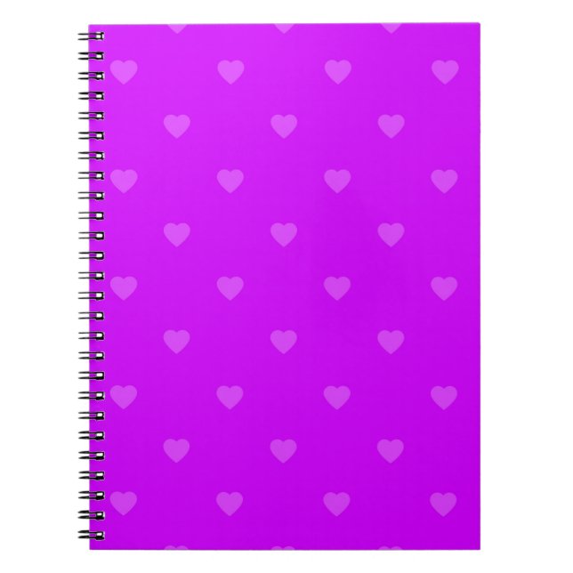 Caderno Espiral Padrão de corações roxos (Frente)